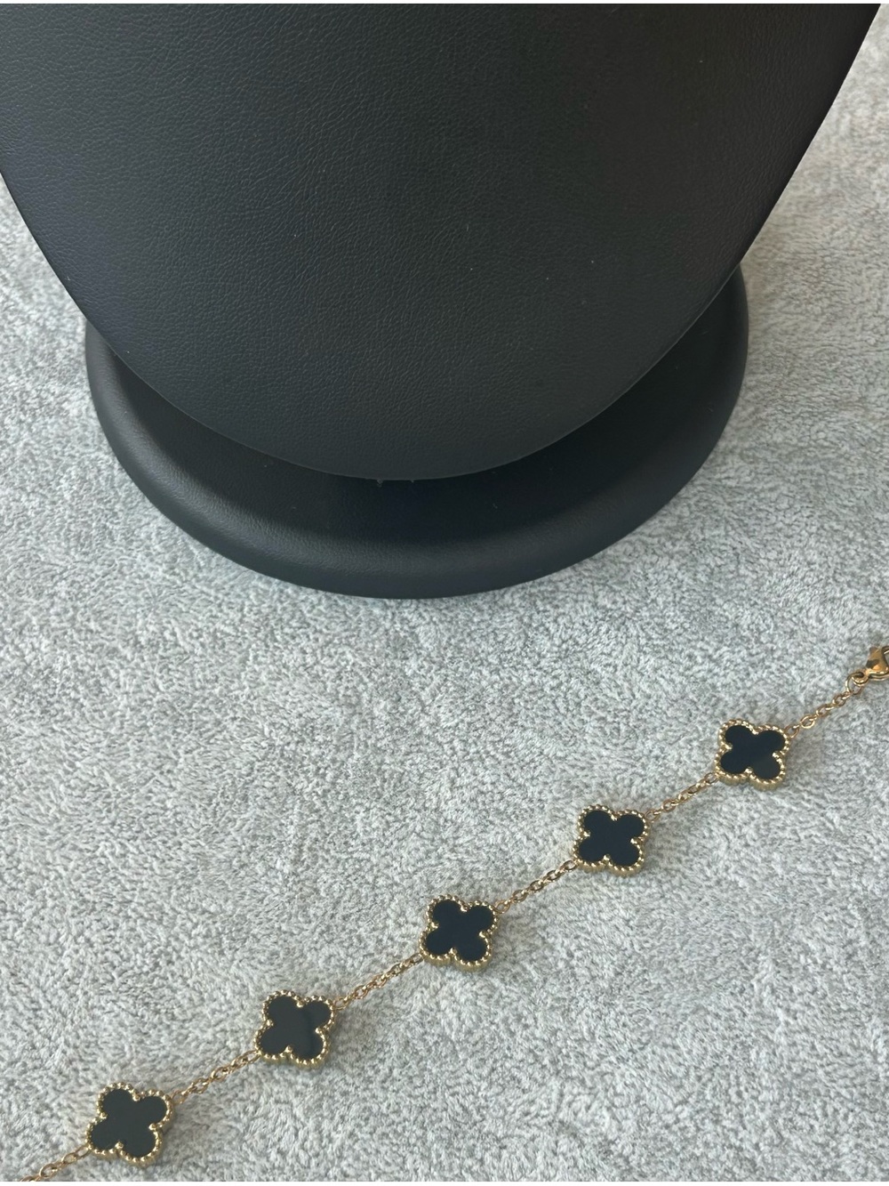 14k Gold Plated Gold & Black Clover Link Bracelet